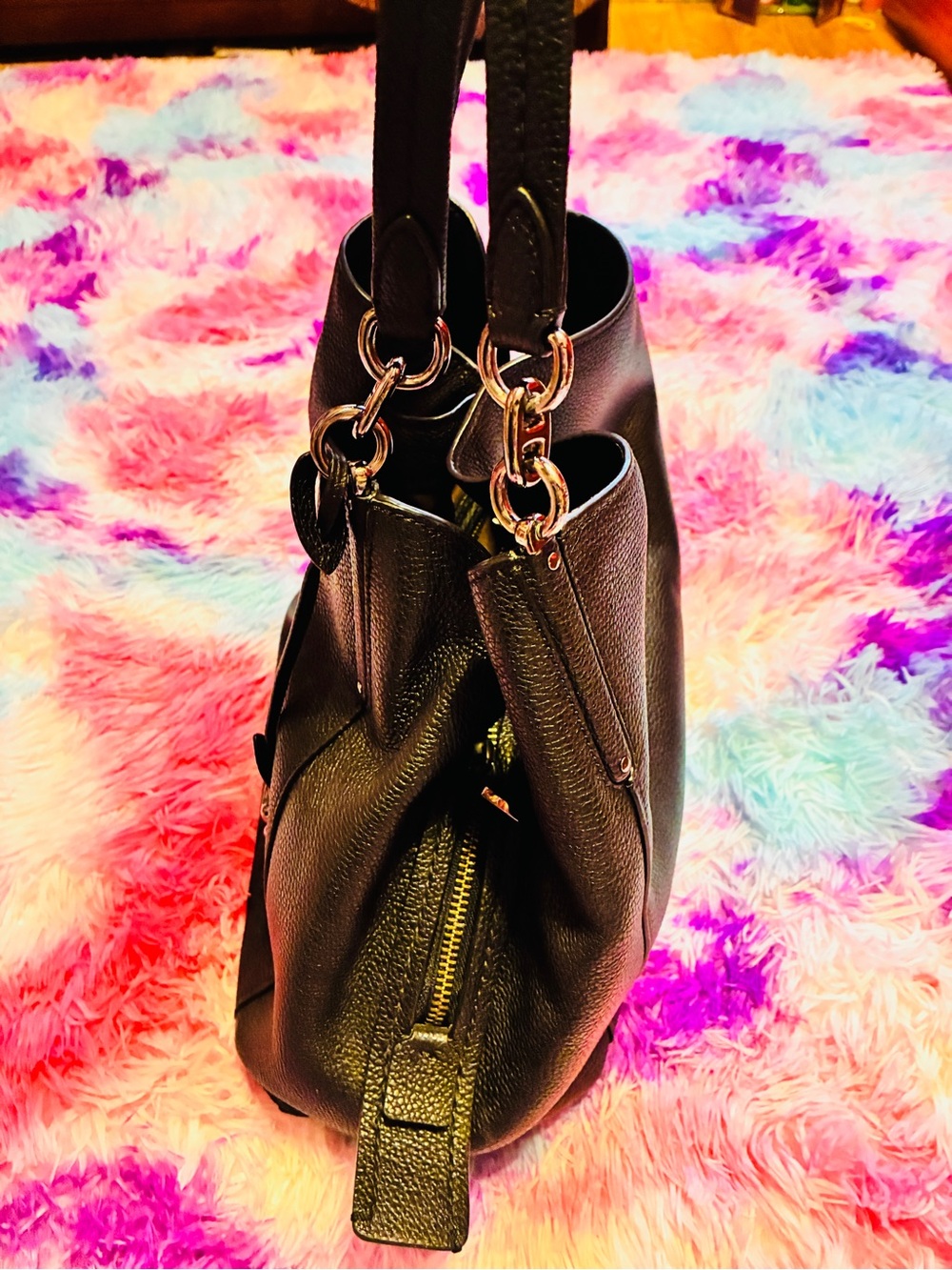 Coach Black Pebbled Leather Shoulder Bag - Picture 9 of 16